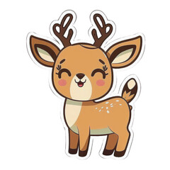 Tan and Brown Baby Reindeer Sticker Clipart