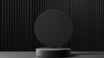 Black matte podium product display platform for presentation. AI generated