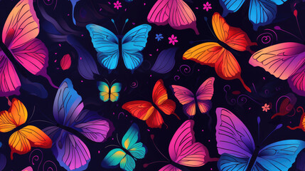 Fototapeta na wymiar seamless pattern with colorful butterflies
