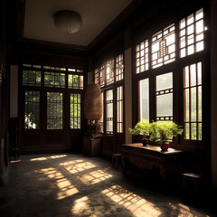 Light and shadow intertwined, and sunlight shone through the window