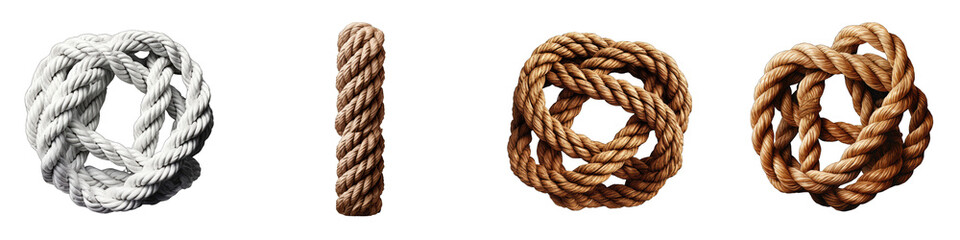 Tangled rope Hyperrealistic Highly Detailed Isolated On Transparent Background Png File - obrazy, fototapety, plakaty