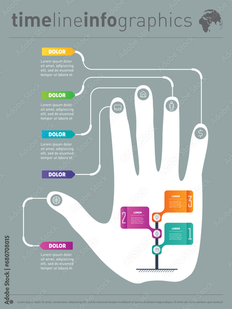Poster business presentation concept with 3 options. report with human hand and icons set. infographics - t