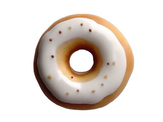 White frosted glazed donut isolated on white / transparent background.