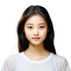 Fototapeta premium asian female teenage teen with long hair . white background . generative ai