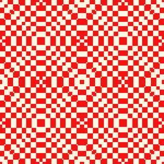 Fototapeta premium Geometric ornate. Checks, bars seamless pattern. Checkered ornament. Squares, rectangles illustration. Tiles wallpaper. Ethnic motif. Mosaics background. Digital paper. Embroidery textile print