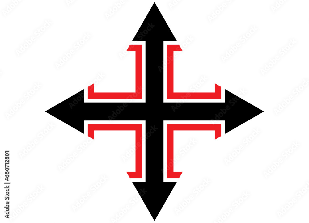 Poster vector arrows in four directions. pointer. navigation. modern pattern. vector background.