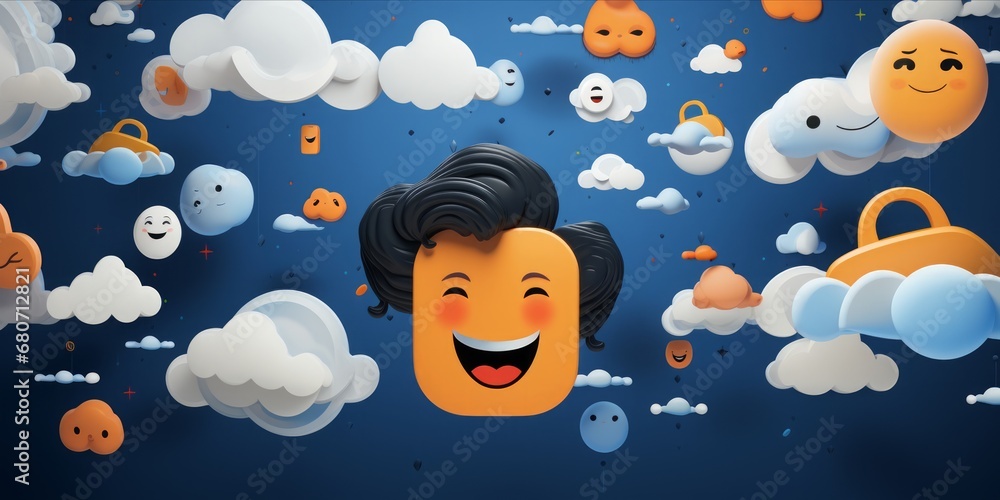 Poster social network icons float like digital clouds, weaving a tapestry of virtual connectivity in the mo