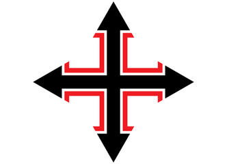 Vector arrows in four directions. Pointer. Navigation. Modern pattern. Vector background.