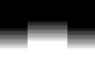 Vector transition from black to white with straight broken horizontal lines. Abstract modern pattern. Vector background.