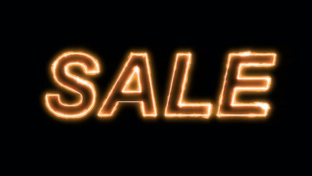 Sale burn text effect animation, video stock alpha channel