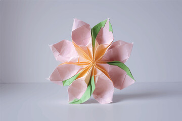 Pink flower origami background.