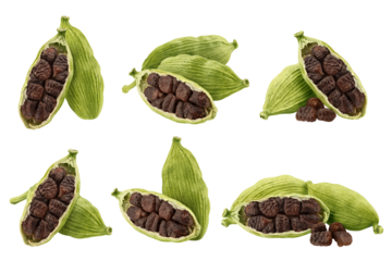 Cardamom isolated on white background, full depth of field