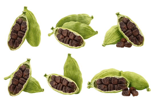 Cardamom isolated on white background, full depth of field