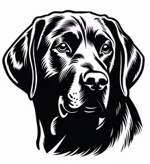 Deurstickers a black drawing of a labrador dog head, white background, stencil art, detailed character illustrations, dignified poses © IgnacioJulian