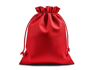 Christmas red fabric bag isolated on a transparent background. PNG cutout file. Object. Christmas bag Santa bag. 