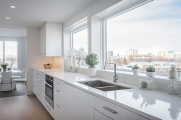 Fototapeta na wymiar Simplicity in White: Kitchen Elegance