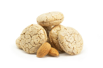 Almond cookie Acibadem with almond isolated on white background, turkish