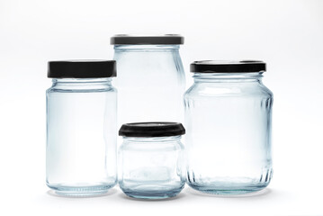 Glass transparent empty jars