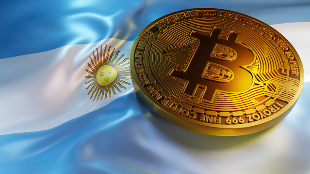 Flag of Argentina with Bitcoin