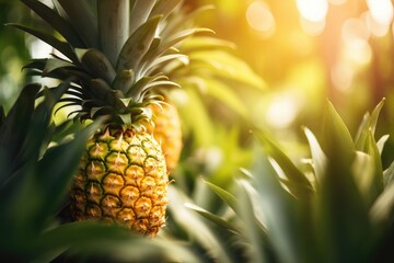 Fresh Tropical Pineapples: Vibrant, Healthy, and Delicious Fruit on a Colorful Background