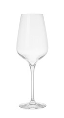 One stylish clean wine glass isolated on white