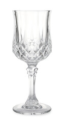One stylish clean wine glass isolated on white