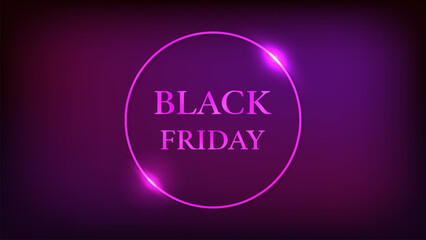 Black Friday inscription in neon frame