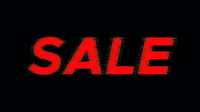 Sale glitch text effect animation sign background 4K stock video, alpha channel