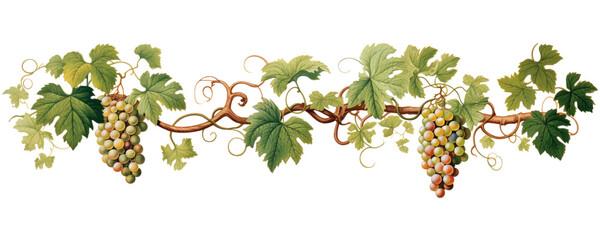 Grapevines isolated on transparent background (PNG) - obrazy, fototapety, plakaty