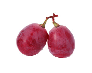 Two ripe red grapes isolated on white
