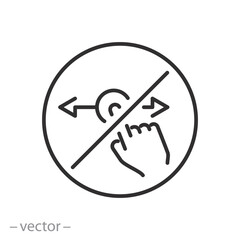 no swipe icon, stop horizontal scroll, linear symbol on white background - editable stroke vector illustration eps10
