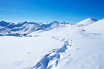 Fototapeta na wymiar Snowy Landscapes in the Tatra Mountains, Poland. Pristine White Peaks Meeting Clear Blue Sky