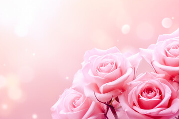 Delicate pink roses on a blurred background