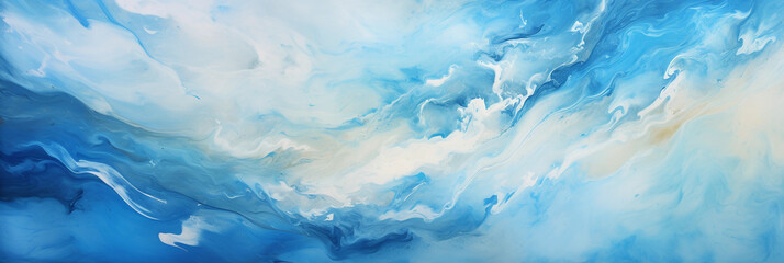 Fototapeta na wymiar swirling cloud formations, vivid azure and white, oil painting texture