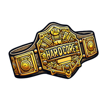 Pro Wrestling Hardcore Championship Title Belt Cartoon Illustration Isolated on White Background