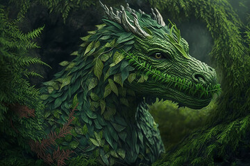 portrait of a green dragon.generative AI