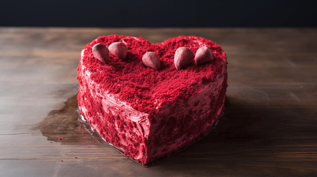 Showcasing a Heart-Shaped Cake: Valentine’s Day Background Images