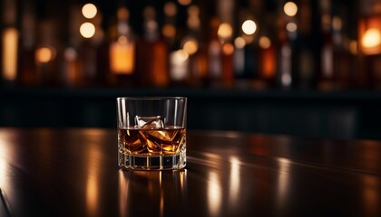 Whiskey drink, alcohol at the bar