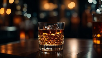 Whiskey drink, alcohol at the bar