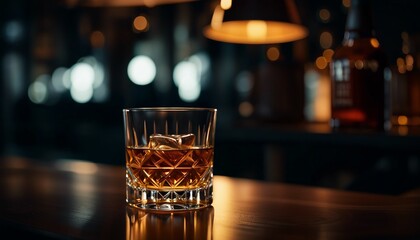 Whiskey drink, alcohol at the bar - obrazy, fototapety, plakaty