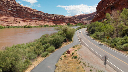 Amazing aerial view of Colorado River in Moab area, Utah
