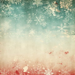 Vintage Christmas background with snowflakes. Scrapbook paper background created with Generative Ai technology