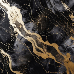 Dark marble wall texture with gold foil. Abstract background created with Generative Ai technology