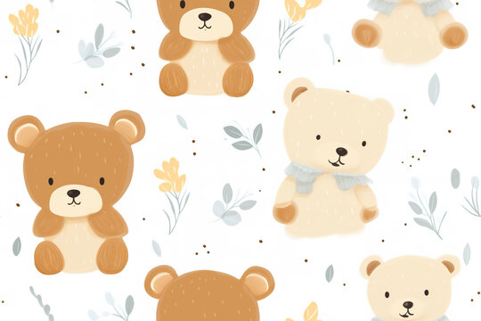 Delicate pattern with teddy bears for baby blanket