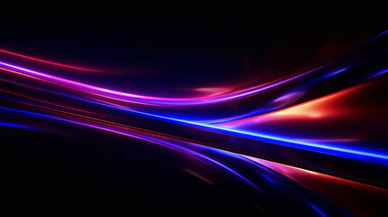 Fototapeta na wymiar Neon futuristic flashes on black background. Motion light lines