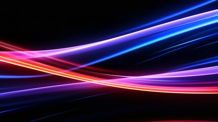 Fototapeta na wymiar Neon futuristic flashes on black background. Motion light lines