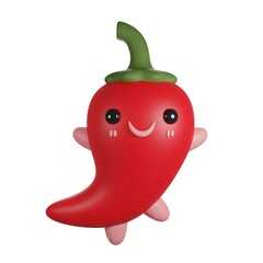 Red Pepper 3D cute render character