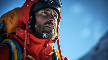 Experienced Mountain Guide in Rugged Terrain