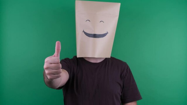 faceless happy man humb up