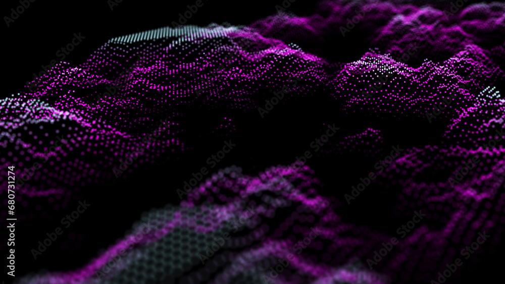 Aufkleber pink abstract modern landscape background. futuristic retro texture of mountains wave. big data visu